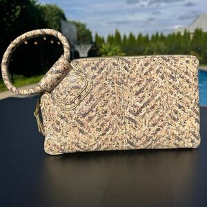 NWT Hobo Sable Neutral Mosaic Print Clutch Wristlet Leather Bag